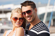 happy young couple in port