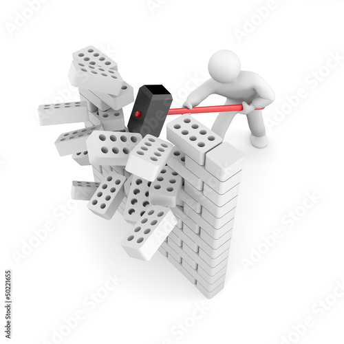 Illustration: Man smashes wall Man smashes wall