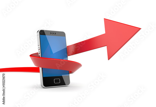 Illustration: Mobile phone with arrow Mobile phone with arrow