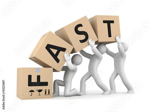 Illustration: People work with boxes. Fast delivery People work with boxes. Fast delivery