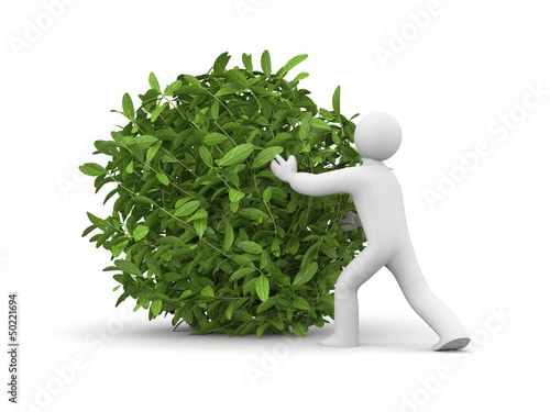 Illustration: 3d man with green grass ball 3d man with green grass ball
