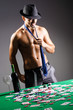 Naked broke businessman in casino