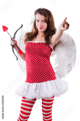 Photo: Woman with bow in valentine concept Woman with bow in valentine concept