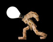 Box man with light bulb head