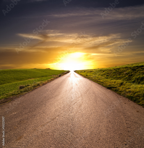Photo: Sunset Rural Road Sunset Rural Road