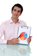 Salesman showing graph of earnings