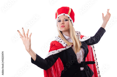 Photo: Businesswoman in royal suit isolated on white Businesswoman in royal suit isolated on white