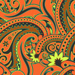 paisley orange seamless illustration