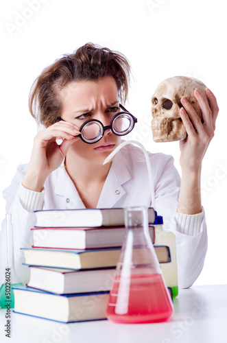 Photo: Crazy female chemist in lab Crazy female chemist in lab