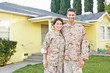 Military Couple In Uniform Sta...