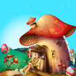 A boy at his mushroom house