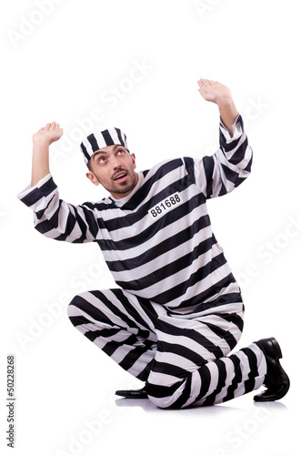 Photo: Convict criminal in striped uniform Convict criminal in striped uniform
