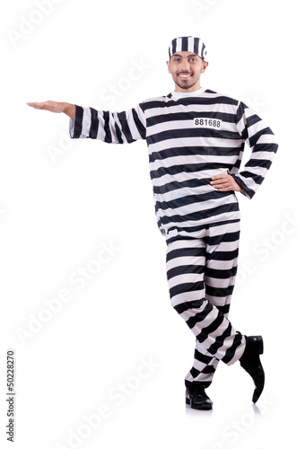 Photo: Convict criminal in striped uniform Convict criminal in striped uniform