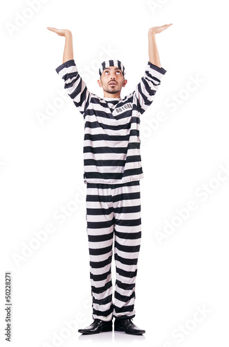 Photo: Convict criminal in striped uniform Convict criminal in striped uniform