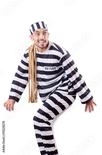 Photo: Convict criminal in striped uniform Convict criminal in striped uniform