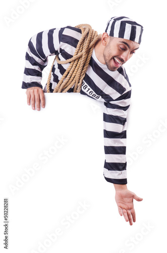 Photo: Convict criminal in striped uniform Convict criminal in striped uniform