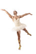 Man in ballet tutu isolated on white