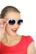 Woman wearing oversized sunglasses