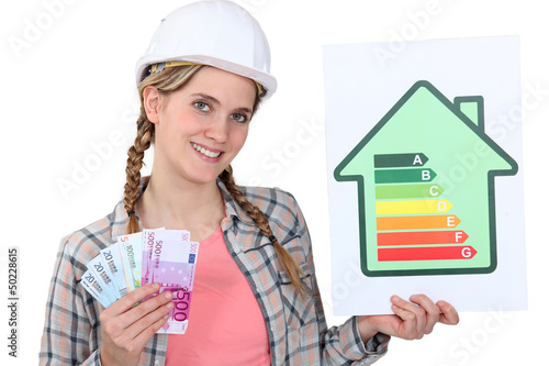 Photo: Woman holding cash Woman holding cash
