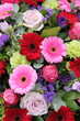 Wedding arrangement in red, purple and pink