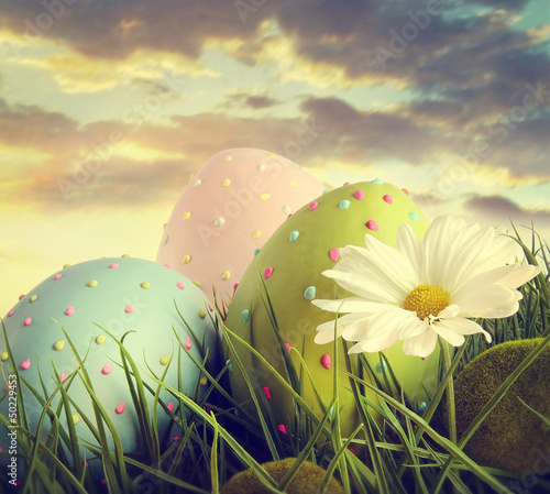 Photo: Large easter eggs in the tall grass Large easter eggs in the tall grass