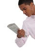 Young man reading the newspaper