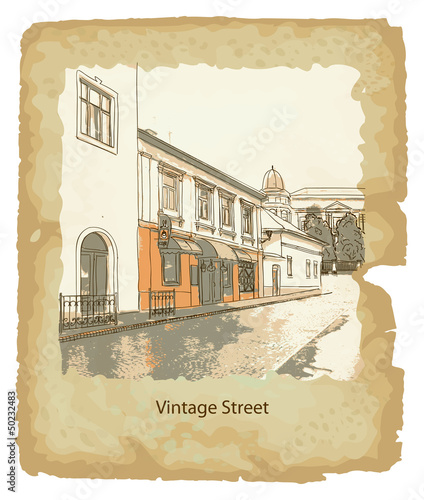 Vector: Street in the old town. Street in the old town.