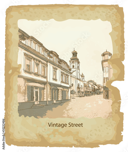 Vector: Street in the old town. Street in the old town.