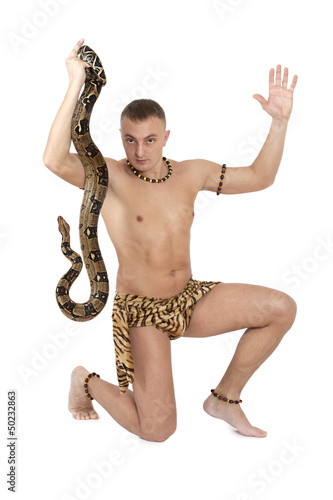 Photo: Man with boa snake Man with boa snake