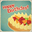 Vintage birthday card with Fruit Cake