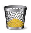 Paper bin with coins.