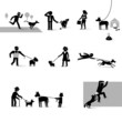 Dogs with their masters in different situations