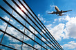 glass curtain wall and aircraft