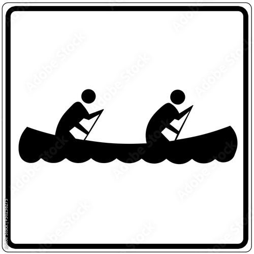 Illustration: Schild weiß - Boot fahren Schild weiß - Boot fahren