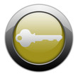 Yellow Metallic Orb Button "Key / Login Symbol"