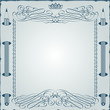 vintage engraving frame with monogram and pencil
