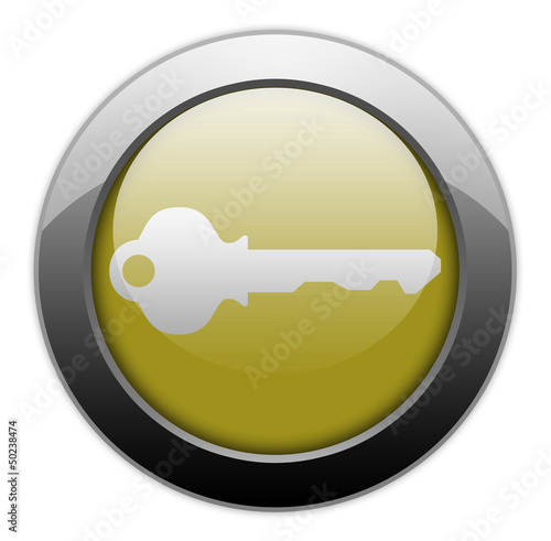 Illustration: Yellow Metallic Orb Button "Key / Login Symbol" Yellow Metallic Orb Button "Key / Login Symbol"