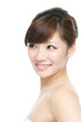 Beautiful asian woman on white background