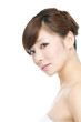 Beautiful asian woman on white background