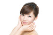 Beautiful asian woman on white background