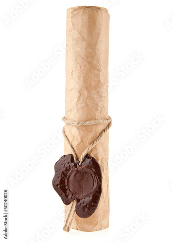 Photo: old paper with a wax seal old paper with a wax seal