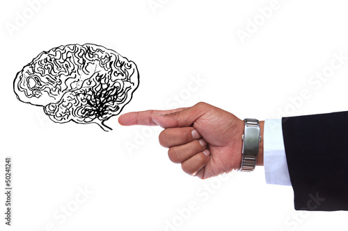 Photo: hand pointing to smart brain hand pointing to smart brain