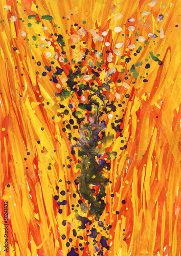 Photo: Tree on yellow and red. Art painting Tree on yellow and red. Art painting