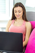 student girl using laptop