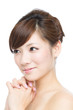 Beautiful asian woman on white background