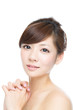 Beautiful asian woman on white background