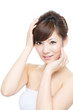 Beautiful asian woman on white background