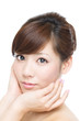 Beautiful asian woman on white background