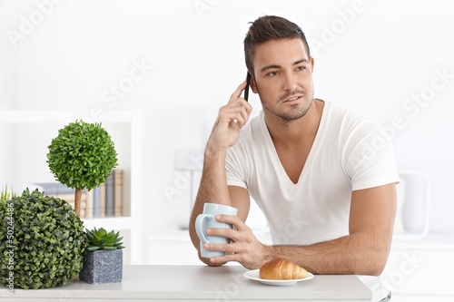 Photo: Morning portrait of busy man Morning portrait of busy man