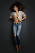 Young beautiful woman lying on floor